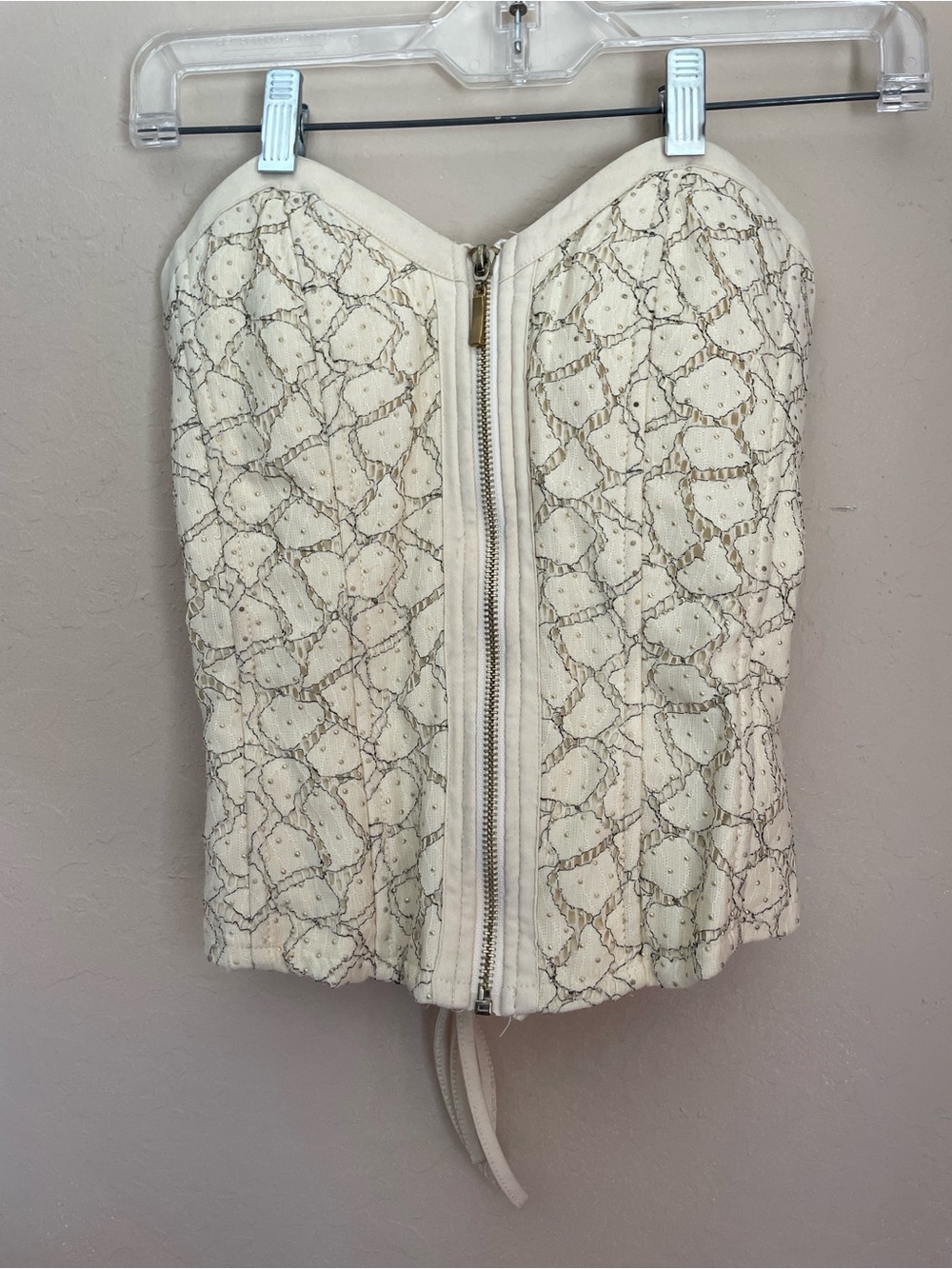 Ivory Lace Strapless Corset Top